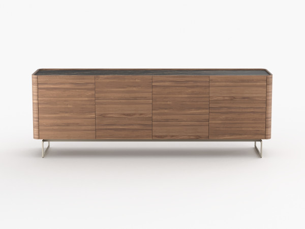 Тумба ТВ RAGGIO 4 двери с опорой орех/черная